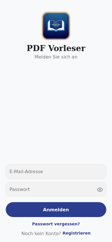 PDF Vorleser App Screenshot - Dunkler Modus